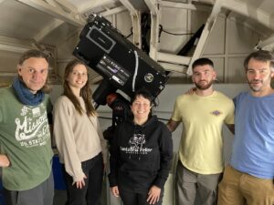 From left to right: Miguel Chioare (OAJ), Joanna Sakowska (IAA-CSIC), Rosa M. Domínguez (IFCA, CSIC-UC), Alejandro Camazón (Universidad de Florida) and Santiago Serrano (Satlantis).